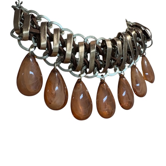 necklace chain leather vintage adjustable 16" to 19" - Picture 8 of 16